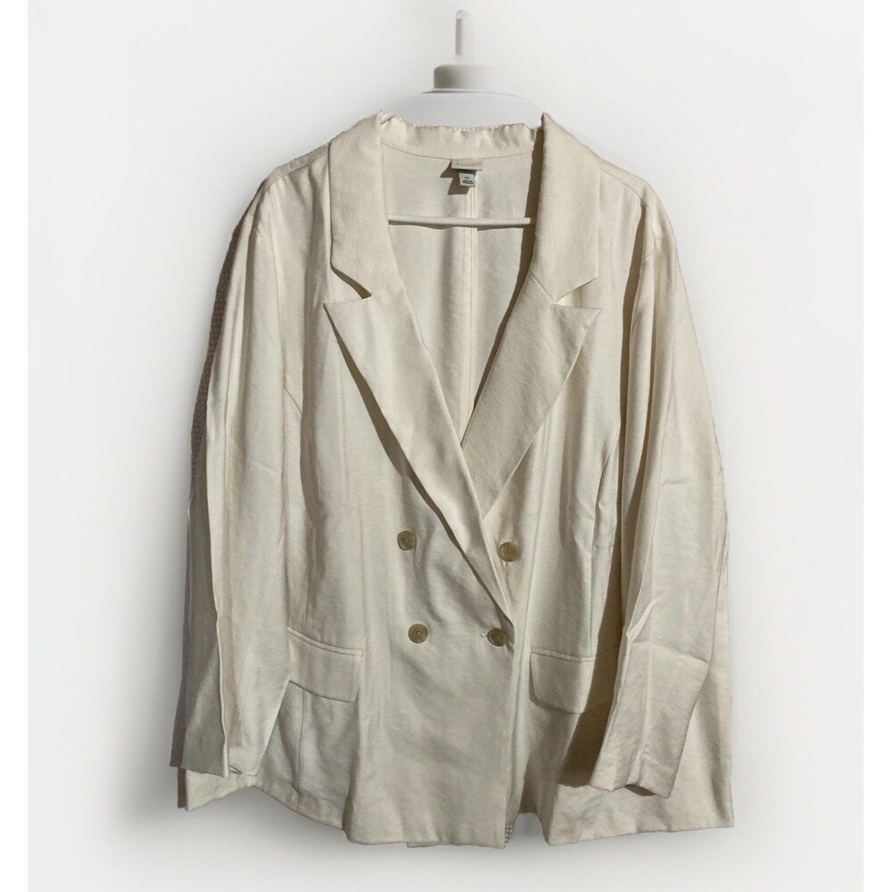 A New Day Women’s Double Breasted Blazer Lined Ivory Size 2X NEW Career Preppy